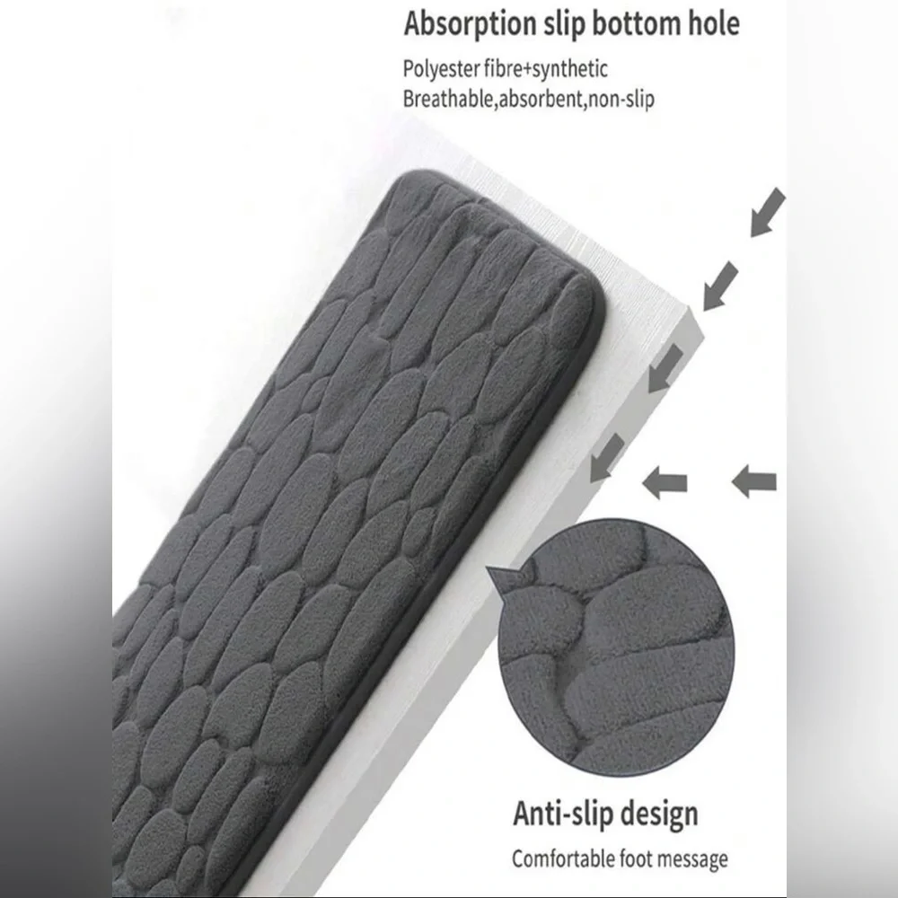 24”x16” Dark gray memory foam bath rug bathroom mat absorbent machine washable